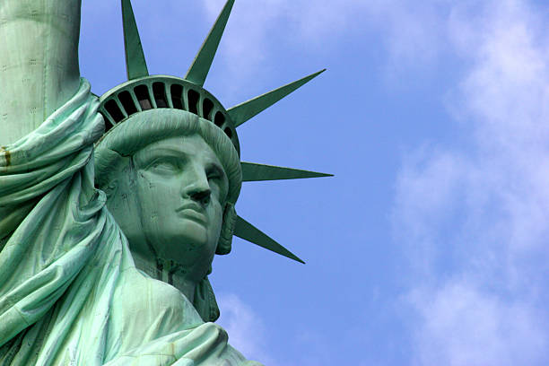 Statue of Liberty with Sky  statue of liberty new york city stock pictures, royalty-free photos & images