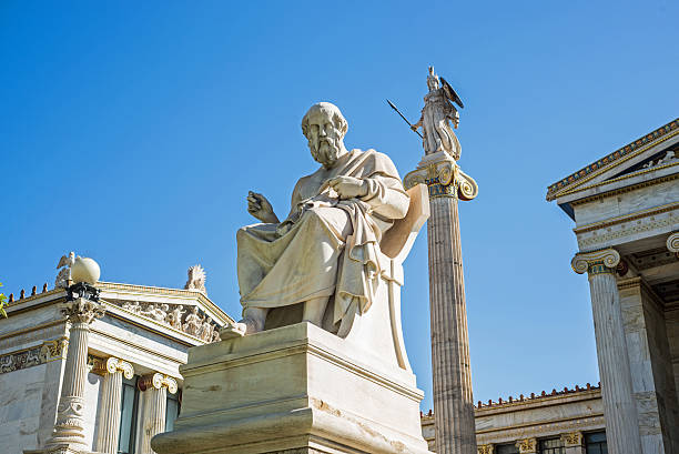statue of Plato in Athens stock photo