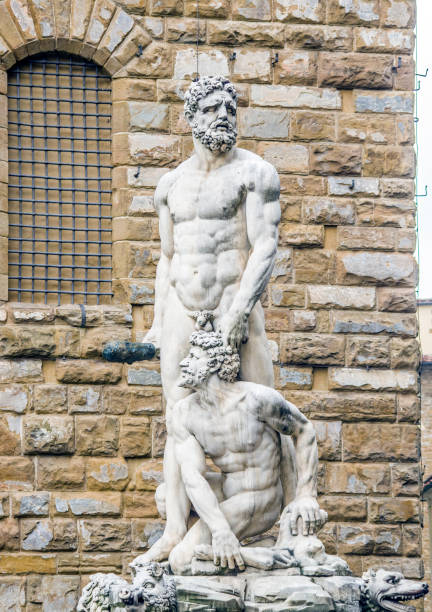 statue of the Italian Florentine Renaissance: Hercules and Cacus Florence statue in Piazza della Signoria, the Italian Florentine Renaissance: Hercules and Cacus michelangelo artist stock pictures, royalty-free photos & images