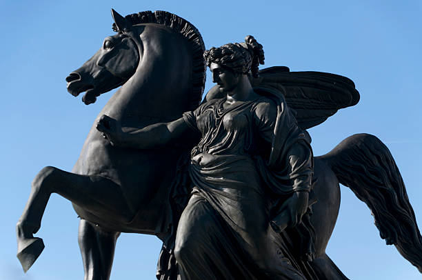 Statues of Pegasus and Erato - Circa 1863 stock photo