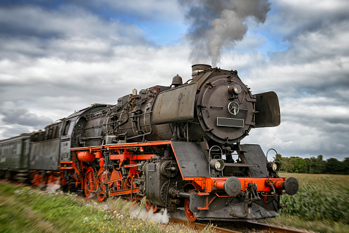driving steam locomotive