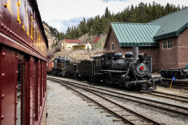 Steam locomotive of Georgetown loop railroad. stock photo