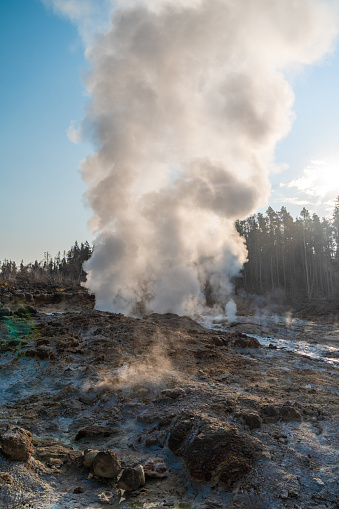 Steamboat Geyser in Yellowstone National Park