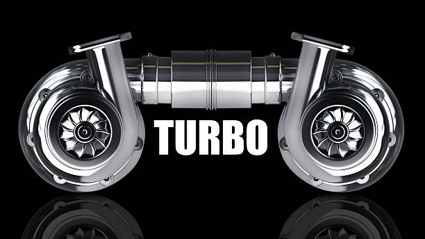 Steel turbocharger. High resolution 3d render stock photo