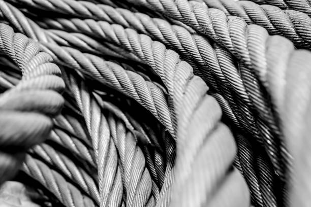 Steel wire mooring rope stock photo