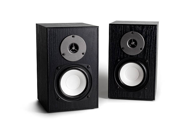 Stereo loudspeakers  w/clipping path stock photo