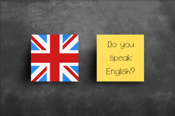 Sticky note on blackboard, Do you speak English ? Sticky note on blackboard, Do you speak English ? english culture stock pictures, royalty-free photos & images