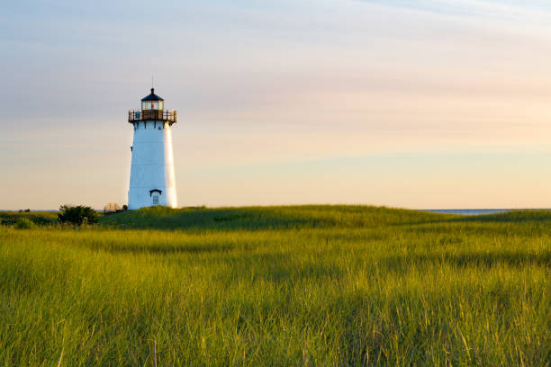 Still functioning, the Edgartown lighthouse in morning light stock photo