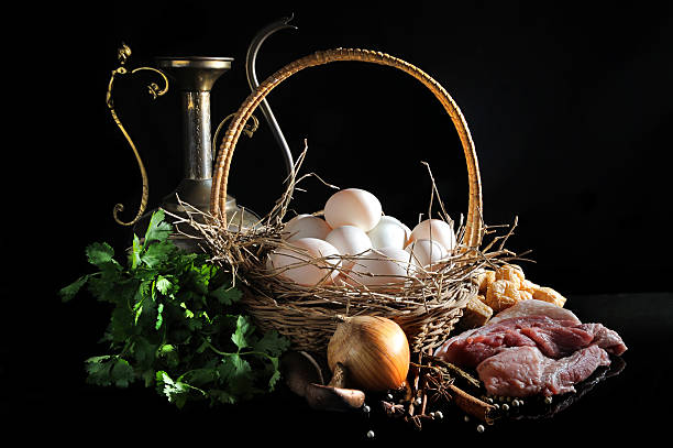 Still life Traditional ingradient still life with egg and pork vudhikrai stock pictures, royalty-free photos & images