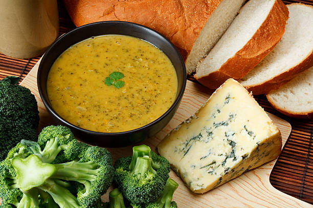 Stilton and broccoli soup stock photo