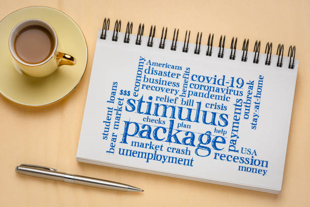 stimulus package word cloud in sketchbook stimulus package word cloud in sketchbook, relief bill during covid-19 coronavirus pandemic concept economic stimulus stock pictures, royalty-free photos & images