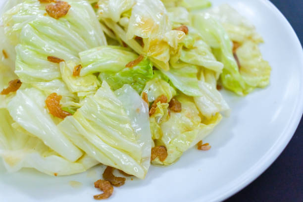 Stir-Fried Cabbage with Fish Sauce. stock photo