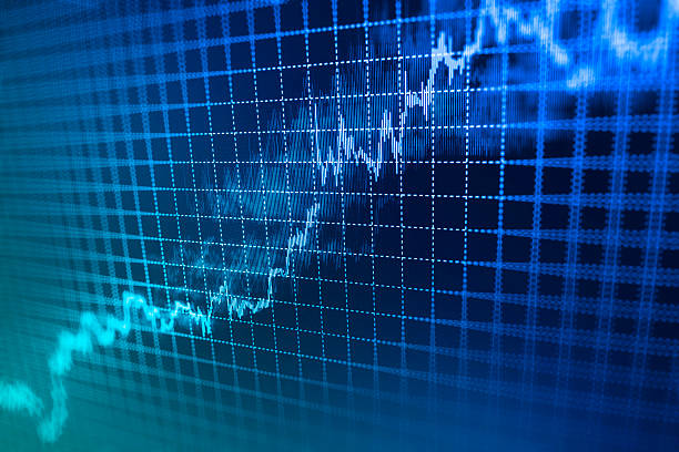 Stock market graph and bar chart price display Stock market graph and bar chart price display. Data on live computer screen. Display of quotes pricing graph visualization. Abstract financial background trade colorful Stock exchange trade chart bar candles macro close-up. Shallow depth of field effect. Screen shows stock price rates live. Stock market quotes diagram on monitor. inflation stock pictures, royalty-free photos & images