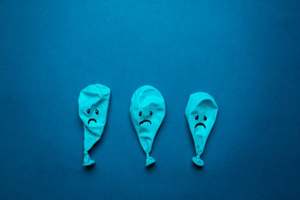 Stock photo of a blue monday balloons on a blue background stock photo