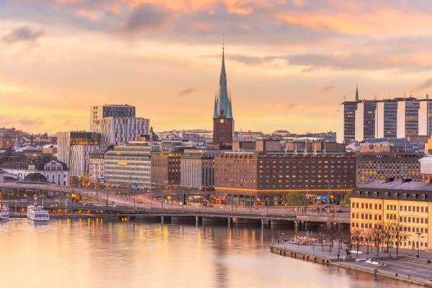 Stockholm old town city skyline, cityscape of Sweden stock photo