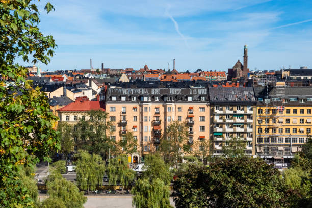 stockholm panoramic view - summer stockholm bildbanksfoton och bilder