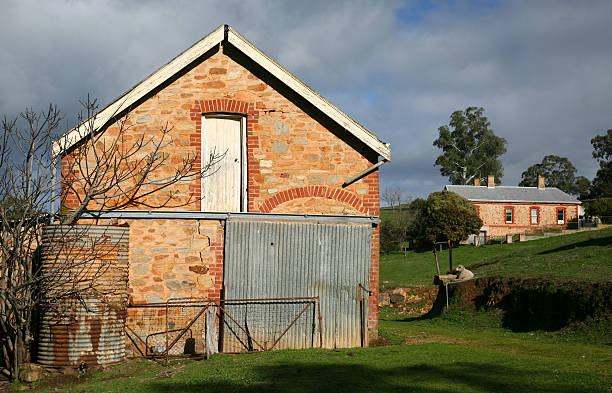 Stone barn stock photo