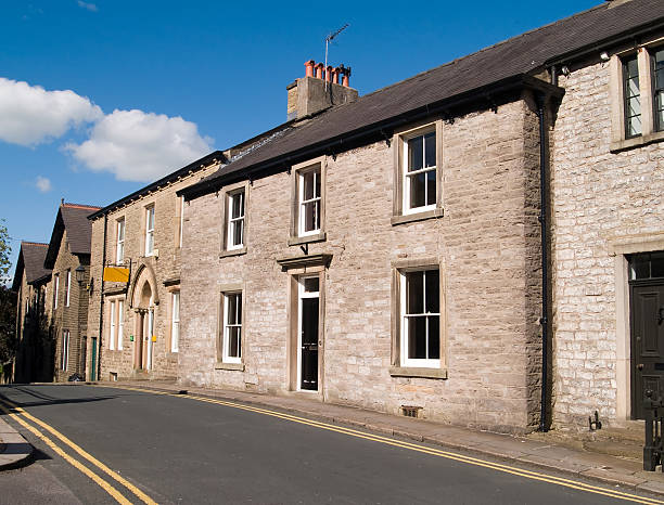 Stone buildings in Castle Street, Clitheroe, Lancashire stock photo