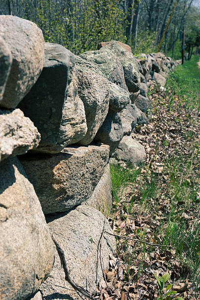 Stone fence Massachusetts stock photo