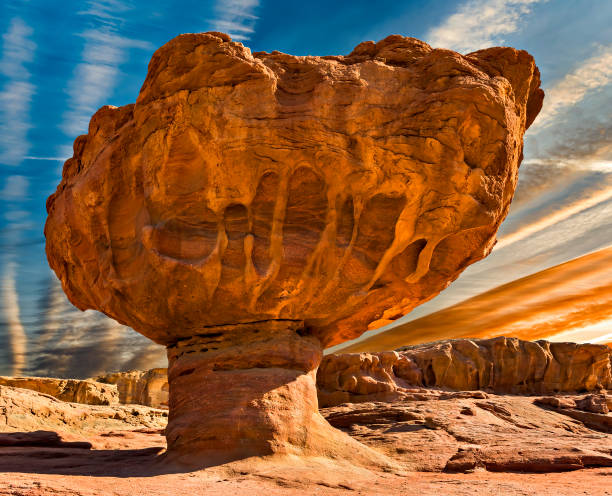 Stone mushroom is a unique geological formation from Jurassic period , Israel stock photo