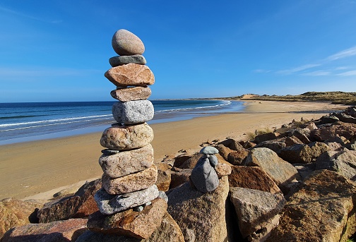 Stack of stones on Fraserburgh beach