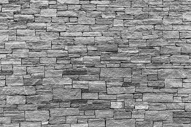 Stone Wall texture - Black and White stock photo