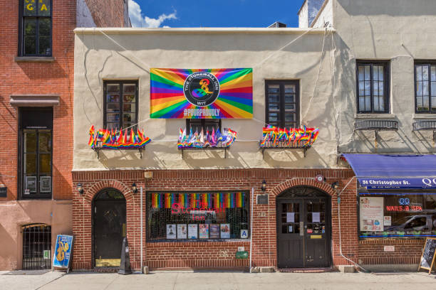 Stonewall Inn, Gay Bar and Tavern, in the West Village, Lower Manhattan, New York City. stock photo