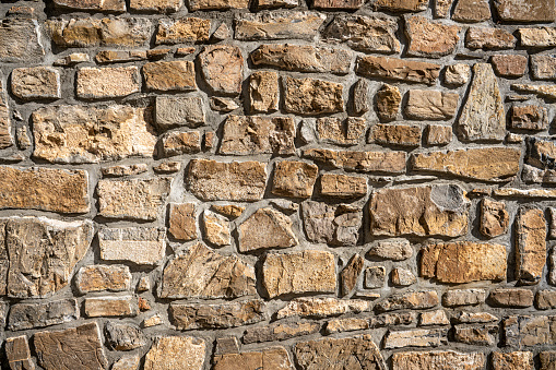 Stonewall masonry stone wall texture in Aragón Pyrenees of spain