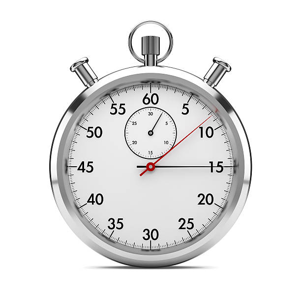 stopwatch front view stopwatch on white with clipping path included. 3d generated. watch timepiece stock pictures, royalty-free photos & images