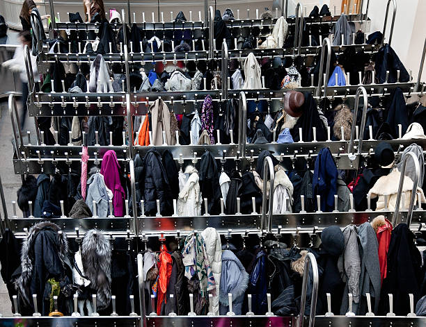 Storage of clothing in wardrobe stock photo