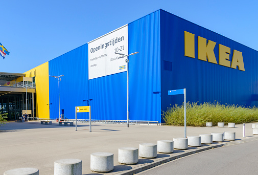 ikea store with the ikea name in yellow and blue stock photo download image now istock