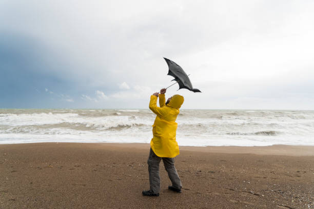 Stormy beach Man on stormy beach coastal feature stock pictures, royalty-free photos & images