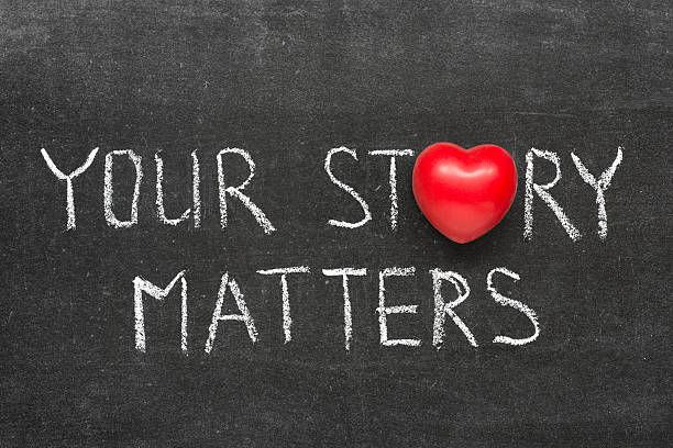 story matters your story matters phrase handwritten on blackboard with heart symbol instead of O  fairy tale stock pictures, royalty-free photos & images