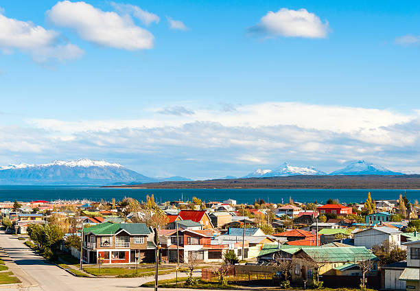 Strait Of Magellan, Puerto Natales, Patagonia, Chile Puerto Natales in the Strait Of Magellan, Antarctic Patagonia, Chile dormant volcano stock pictures, royalty-free photos & images