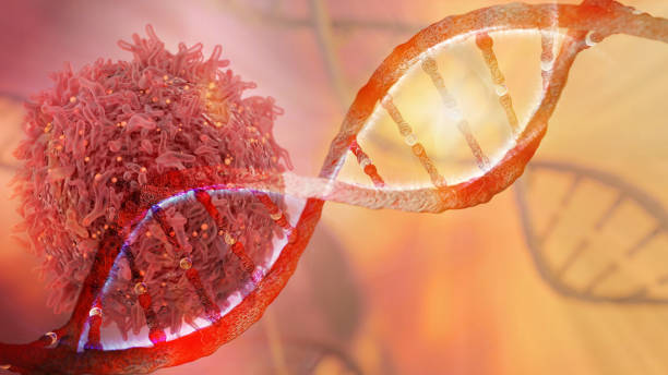 DNA strand and Cancer Cell stock photo