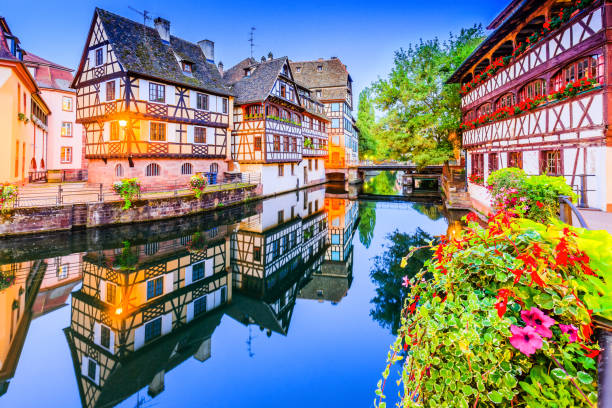 Strasbourg, Alsace, France. Strasbourg, Alsace, France. Traditional half timbered houses of Petite France. petite france strasbourg stock pictures, royalty-free photos & images