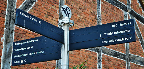 Stratford-upon-Avon signpost stock photo