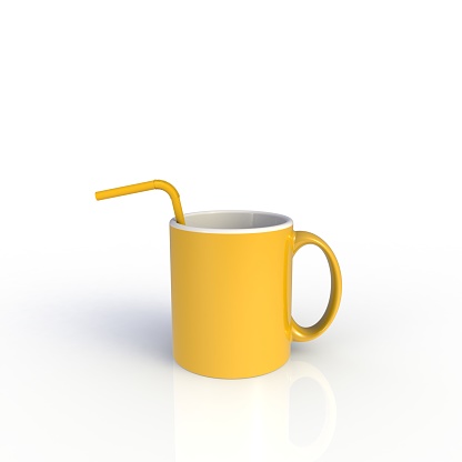 Download Straw In Yellow Coffee Cup Isolated On White Background Stock Photo Download Image Now Istock Yellowimages Mockups