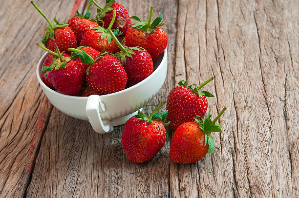 Strawberries ,In white cup, Thailand stock photo