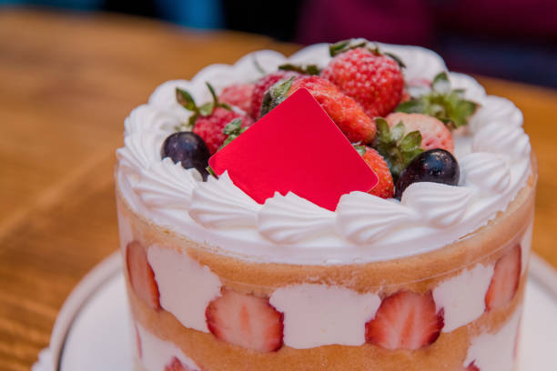 Strawberry Cake, Dessert, Birthday Cake, Mother's Day, Birthday Party stock photo