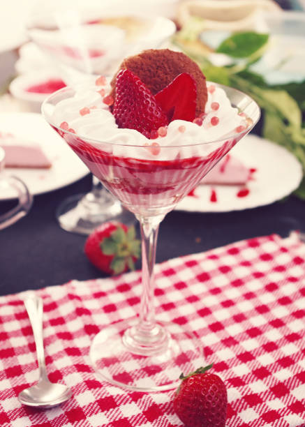 Strawberry coconut cup stock photo