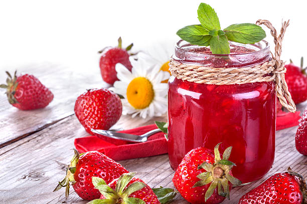 strawberry jam stock photo