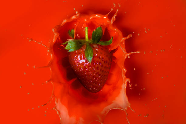 strawberry on red stock photo