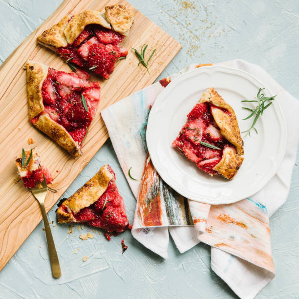Strawberry tart pie with pie crust stock photo