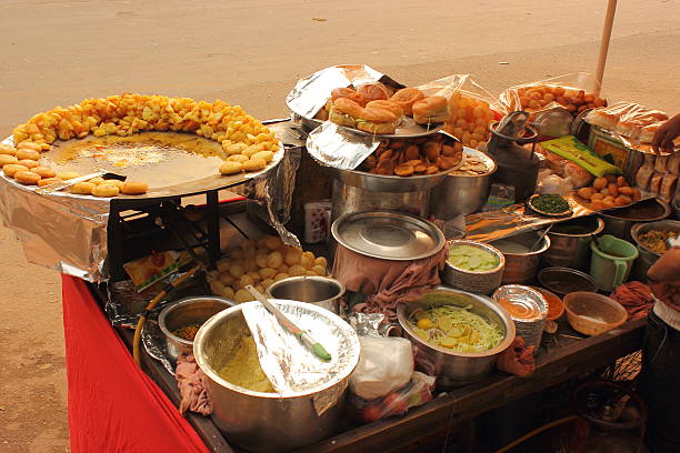 Street food stall in India stock photo
