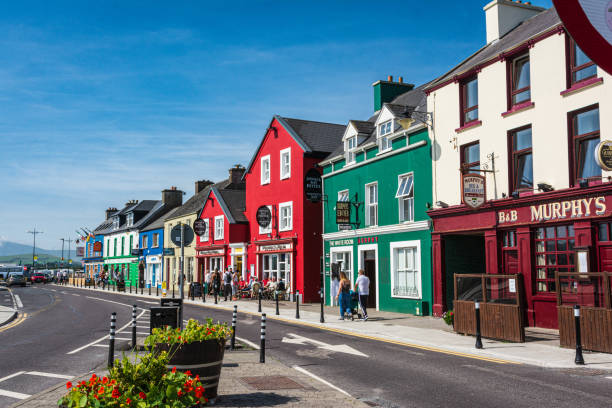 Street in downtown Dingle, Ireland Dingle,Ireland,Europe - September 6, 2021 : Street in downtown Dingle dingle peninsula stock pictures, royalty-free photos & images