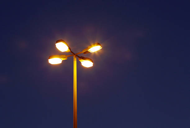 Street lamp at blue hours stock photo
