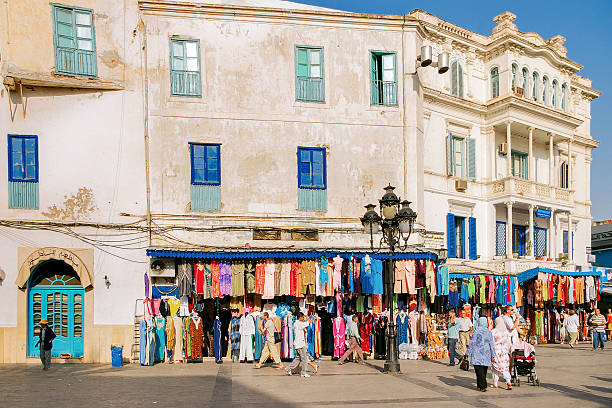 Street life in Tunis. Square in Medina, historical center. Tunis, Tunisia - August 29, 2007. Street life in Tunis. Square in Medina, old historical center of city. medina district stock pictures, royalty-free photos & images