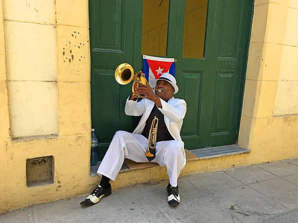 Street musician stock photo