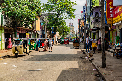 Unidentified people on the street of Colombo, Sri Lanka. Colombo is capital, largest city and financial centre of Sri Lanka.